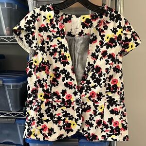 Anthropologie Elevenses Feminine Floral Blazer Short Sleeve Jacket 12 EXCELLENT